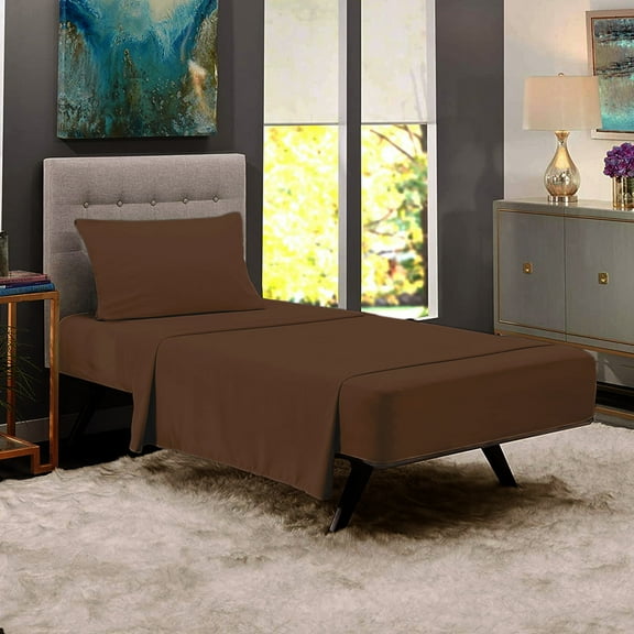 Premium Home Collection Microfiber Soft Cooling Bed Sheet Set - 3 Piece, Twin, Chocolate