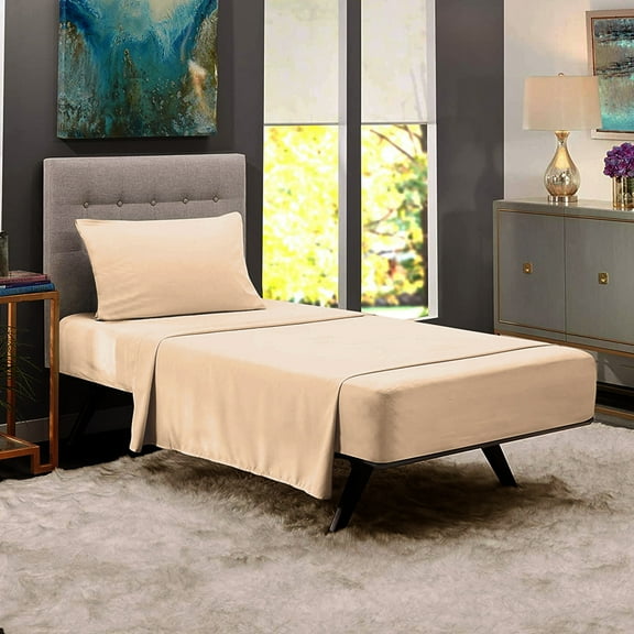 Premium Home Collection Microfiber Soft Cooling Bed Sheet Set - 3 Piece, Twin, Cream