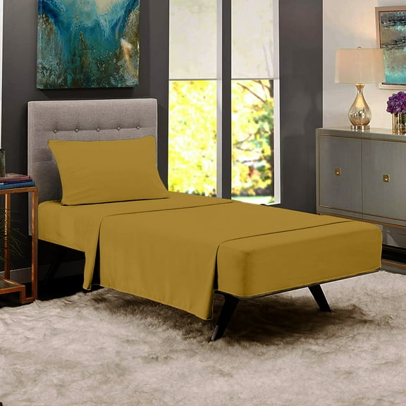 Premium Home Collection Microfiber Soft Cooling Bed Sheet Set - 3 Piece, Twin, Gold