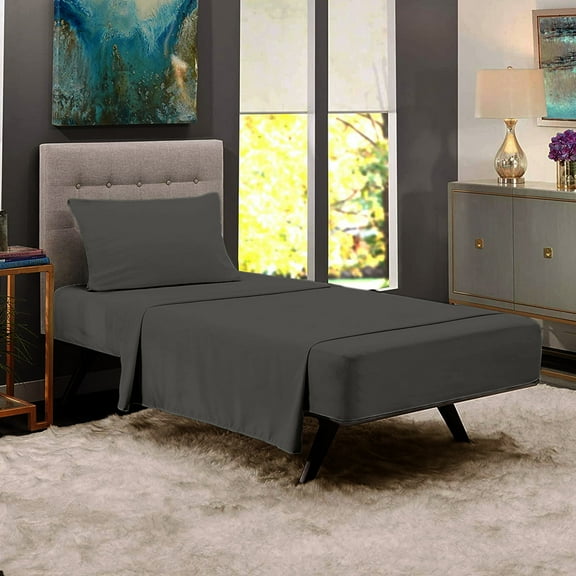 Premium Home Collection Microfiber Soft Cooling Bed Sheet Set - 3 Piece, Twin, Gray