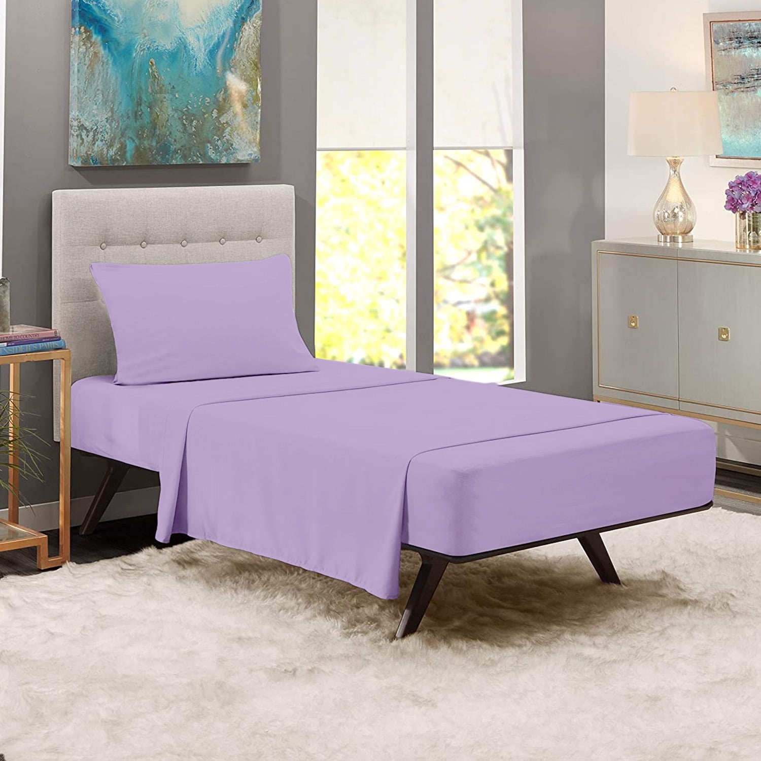 Premium Home Collection Microfiber Soft Cooling Bed Sheet Set - 3 Piece, Twin, Lilac