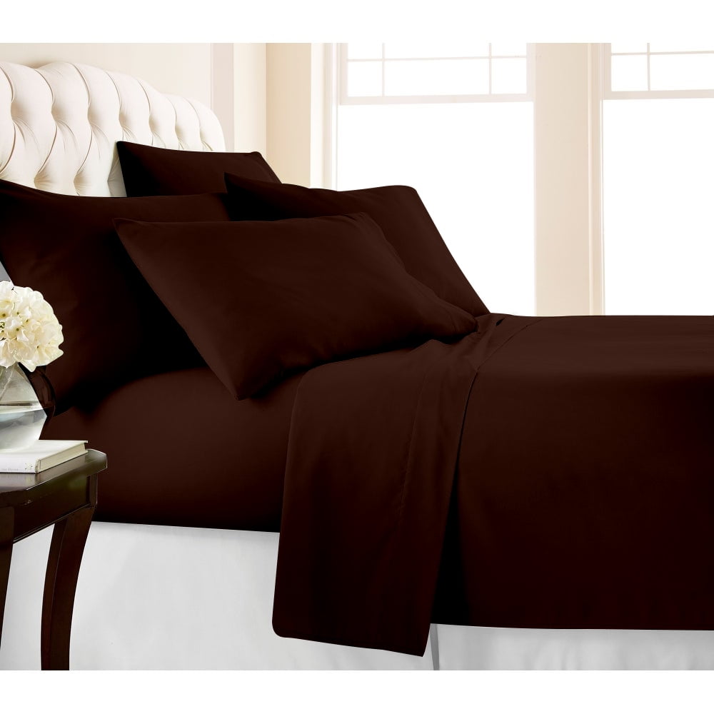 Premium Home Collection Microfiber Soft Cooling Bed Sheet Set - 6 Piece, California King, Chocolate