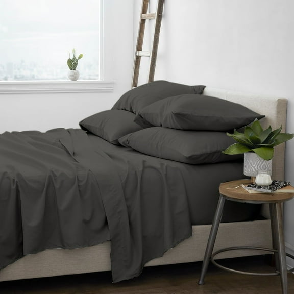 Premium Home Collection Microfiber Soft Cooling Bed Sheet Set - 6 Piece, California King, Gray