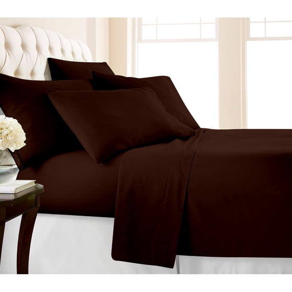 Premium Home Collection Microfiber Soft Cooling Bed Sheet Set - 6 Piece, Full, Chocolate