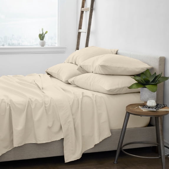 Premium Home Collection Microfiber Soft Cooling Bed Sheet Set - 6 Piece, King, Cream