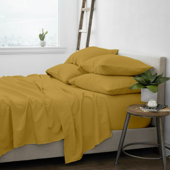 Premium Home Collection Microfiber Soft Cooling Bed Sheet Set - 6 Piece, King, Gold