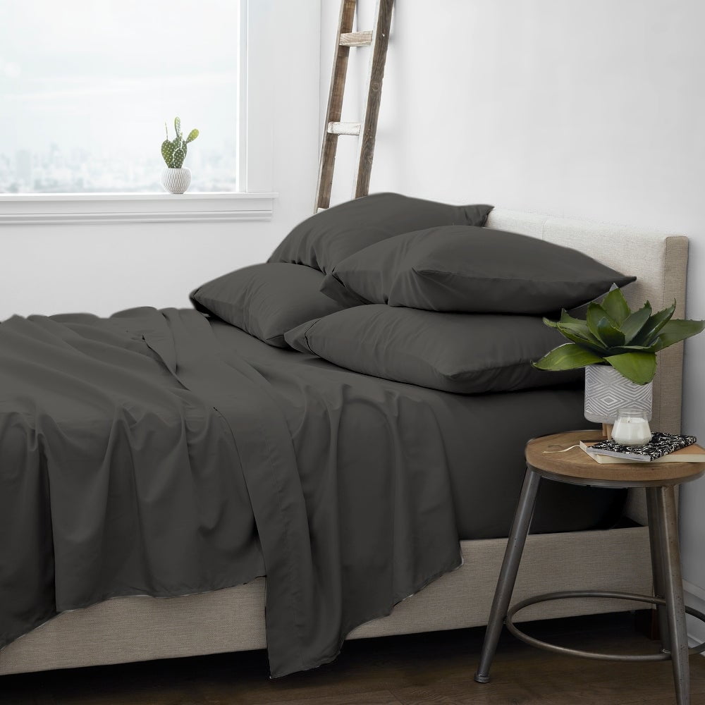 Premium Home Collection Microfiber Soft Cooling Bed Sheet Set - 6 Piece, King, Gray