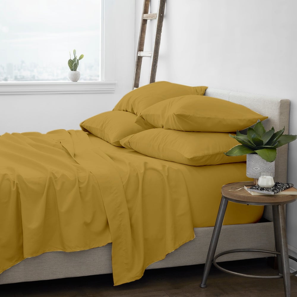 Premium Home Collection Microfiber Soft Cooling Bed Sheet Set - 6 Piece, Queen, Gold