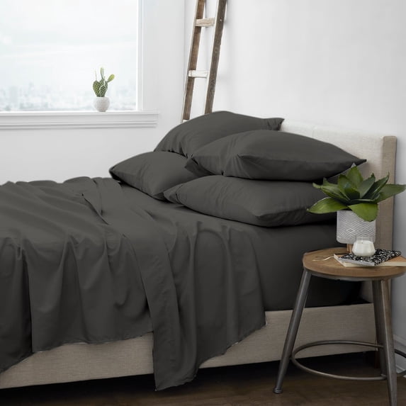 Premium Home Collection Microfiber Soft Cooling Bed Sheet Set - 6 Piece, Queen, Gray