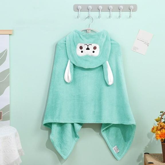 Coral Fleece Children'S Cartoon Bath Towel Cloak Green Flock - 1X Bath Towel