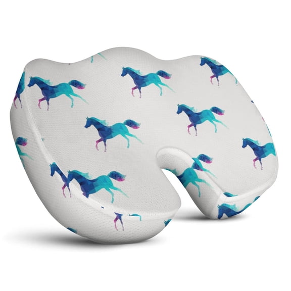 Premium Horse Pattern Memory Foam Seat Cushion Ergonomic Chair Pad for Office Chair, Car, Airplane & Bleachers Sciatica, Tailbone Hip & Back Pain Relief - Chair Cushion for Long Office Workers.