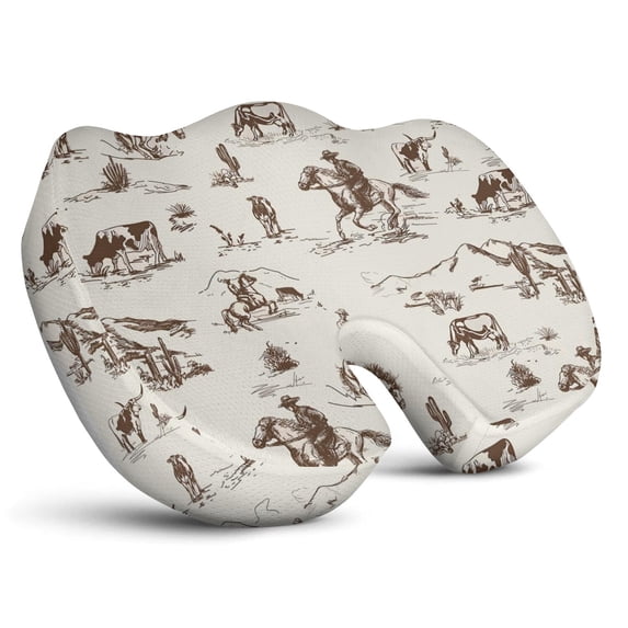 Premium Horse Pattern Memory Foam Seat Cushion Ergonomic Chair Pad for Office Chair, Car, Airplane & Bleachers Sciatica, Tailbone Hip & Back Pain Relief - Chair Cushion for Long Office Workers.