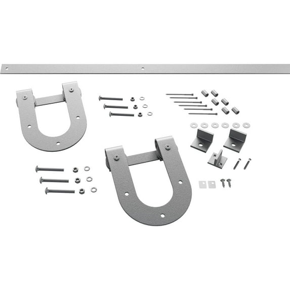 Premium Horseshoe Barn Door Hardware Set W/ 5' 4" Track For 1 3/4" Doors, Pc Chrome