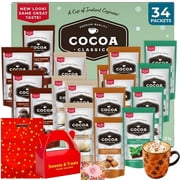 Cocoa Hot Chocolate Variety Pack Gift Set 34 Individual Packets – French Vanilla, Salted Caramel, Mint, & Chocolate Supreme Flavors – Instant Hot Cocoa Mix for Gifting, Parties & Cozy Nights