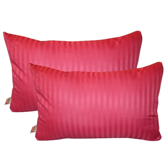 Premium Hotel Quality Soft Polyester Blend Fiber Pillow, Maroon - 16x24 Inch | Standard Size, Neck Support, Washable, Removable Cover | Bed Pillow, Comfortable Pillow - Set Of 2