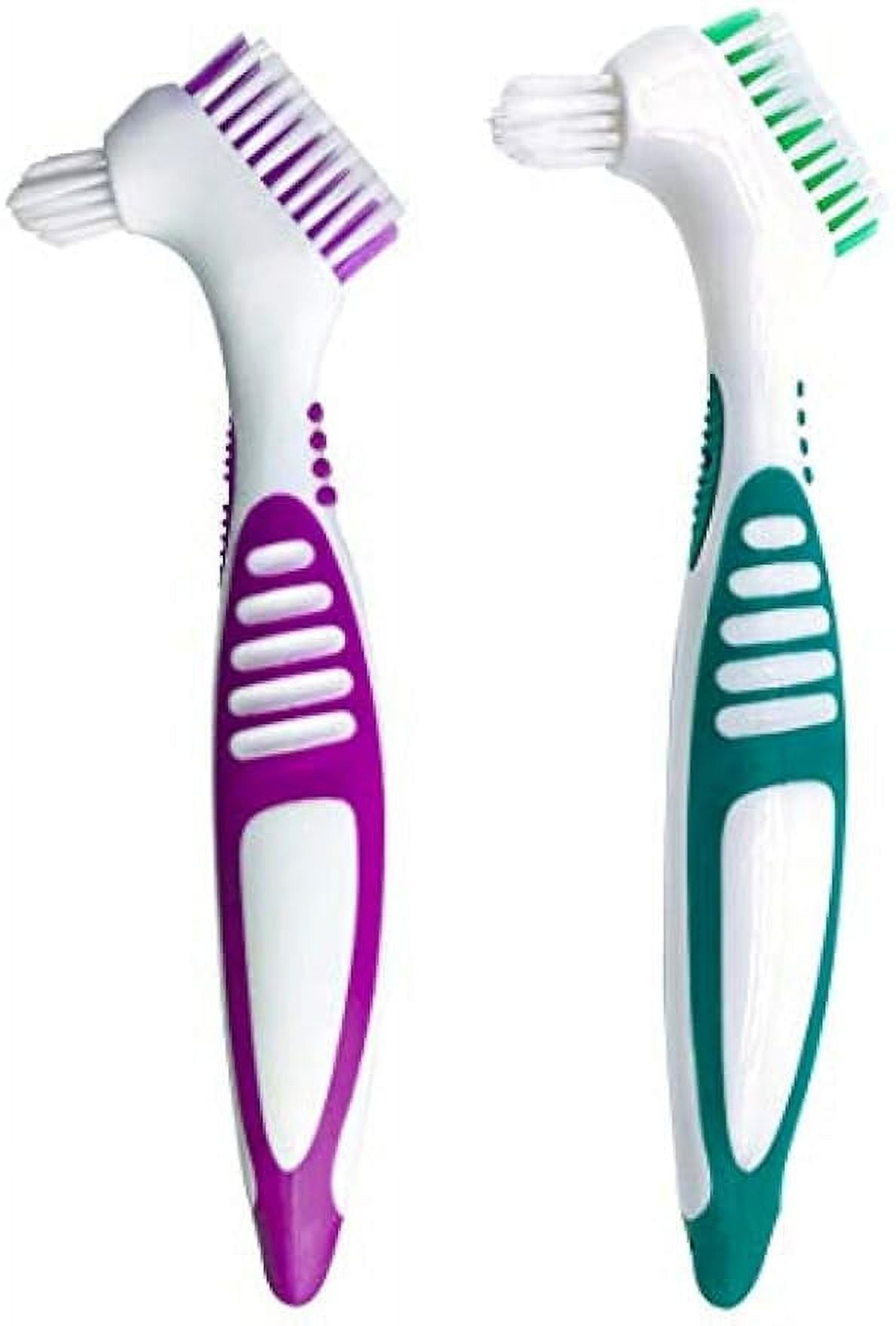 Premium Hygiene Denture Cleaning Brush Set, Multi-Layered Bristles & Ergonomic Rubber Handle, for Denture Care (Pack of 2)