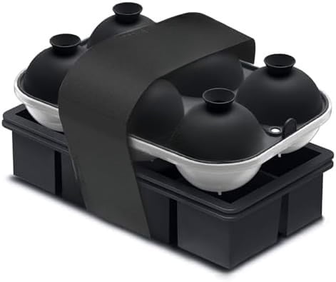 Premium Ice Tray Combo (16 Ice Cubes/6 Ice Ball), Large Ice Sphere Maker & New Upgraded Ice Cube Trays, Food Grade, Spill-Free Integrated Funnels, Whiskey Bourbon Cocktails, Black
