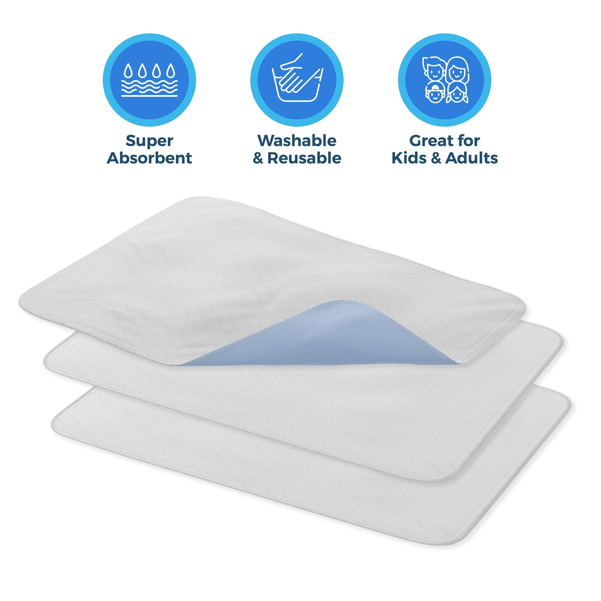 Inspire Washable and Reusable Incontinence Bed Pads | 3 Pack Waterproof  Mattress Pad Chux Pads | Bed Pads for Incontinence Washable | Waterproof  Bed