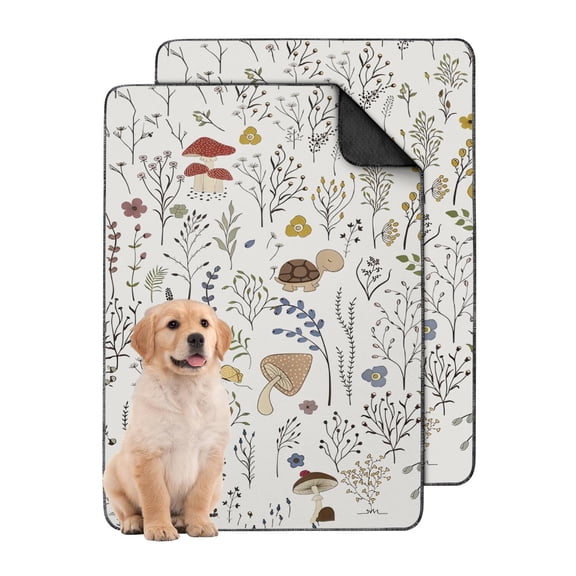 Premium Indoor Dog Potty Pads, Washable Fabric with Locking Backing for Cages and Tile Floors (Plant patterns, 24" x35")