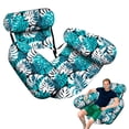 thumbnail image 1 of Premium Inflatable Pool Lounge Chair with Headrest – Heavy Duty Floating Raft for Adults – Comfortable Blow Up Chair for Pool, Beach or Lake – Blue Tropical Design (30"x16"x24") – Supports 300lbs, 1 of 7
