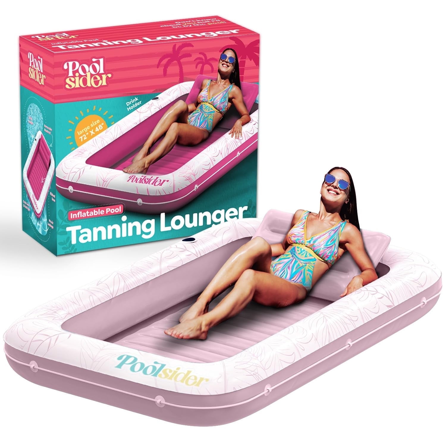 Pink Inflatable Premium Inflatable Tanning Pool Lounger | Large Inflatable Tanning Bed ...