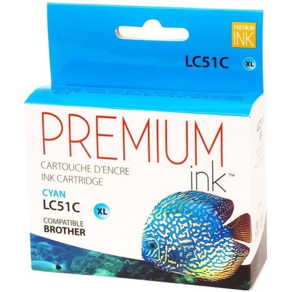 Premium Ink Ink Cartridge, Alternative for Brother LC51C, Cyan, 400 Pages, 1 Pack
