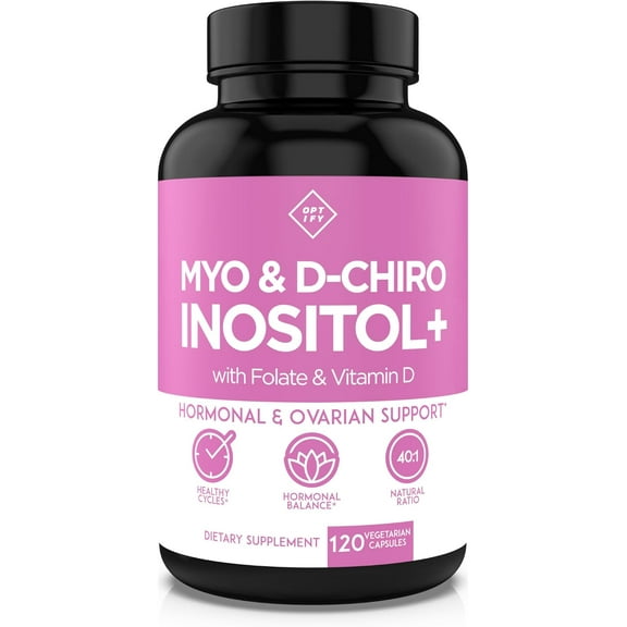 Premium Inositol Supplement - Myo-Inositol and D-Chiro Inositol Plus Folate and Vitamin D - Ideal 40:1 Ratio - Hormone Balance & Healthy Ovarian Support for Women - Vitamin B8 - 30 Day Supply