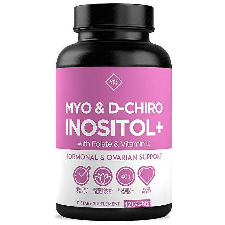 Premium Inositol Supplement - Myo-Inositol and D-Chiro Inositol Plus Folate  and Vitamin D - Ideal 40:1 Ratio - Hormone Balance & Healthy Ovarian Support  for Women - Vitamin B8 - 30 Day Supply 