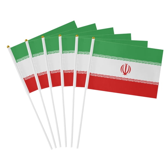 Premium Iran Handheld Stick Flags 5.5x8.2 Inch, 6 Pack - Polyester Small Flags for Parades, Table Decor & Community Events