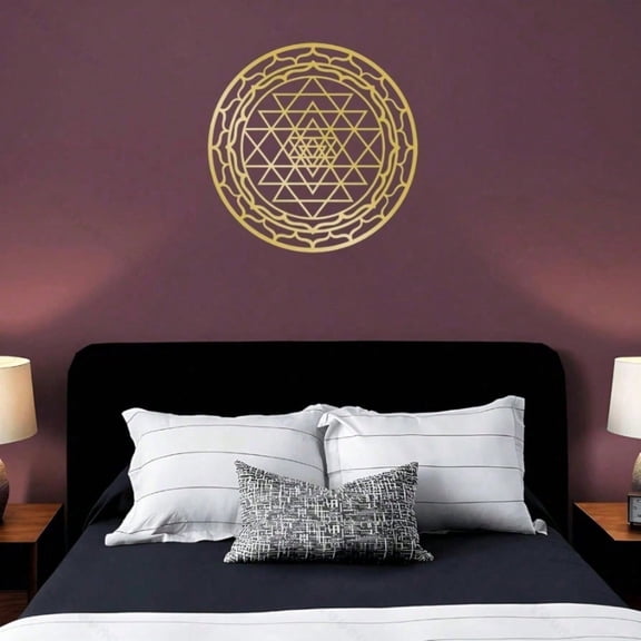 Premium Iron Sacred Yantra Metal Wall Art Circular Divine Geometry Decor for Home Parlours Meditation Corners