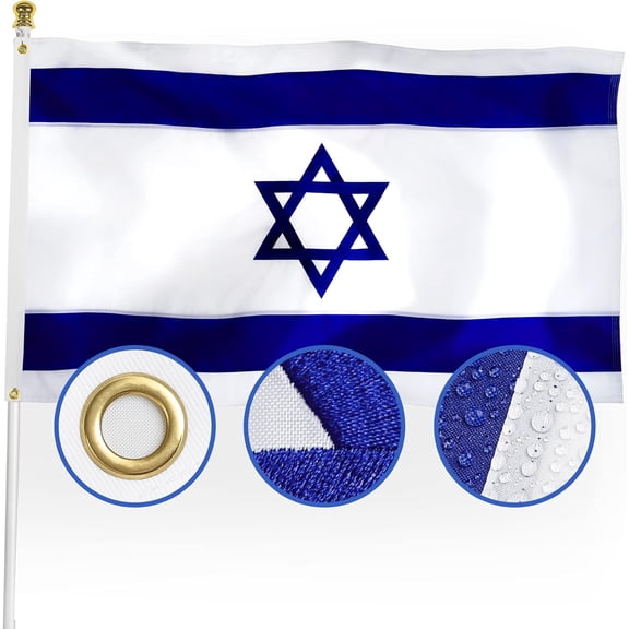 Premium Israel Flag 3x5 ft Outdoor, Large Double Sided Heavy Duty 210D Nylon Embroidered Jewish Israeli Country Flag, Longest Lasting Decoration with Brass Grommets, Bandera de Israel