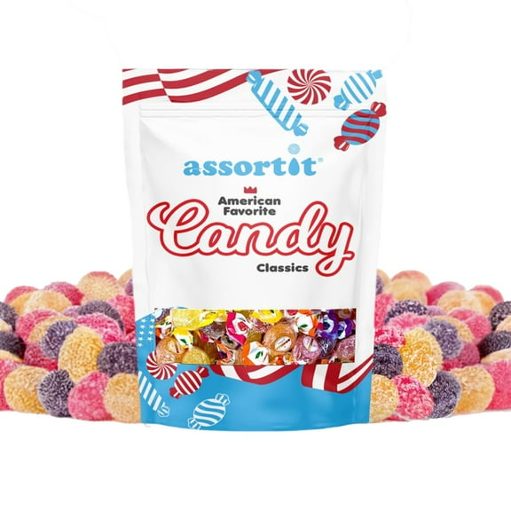 Premium Italian Fruit Jelly Candies - 2.25lb 4 Flavor Assortment- Vegan, Gluten Free, Natural Flavors, Individually Wrapped Soft And Chewy Candy Perfect For Holidays, Parties, & Gifting Bulk (36 Oz)