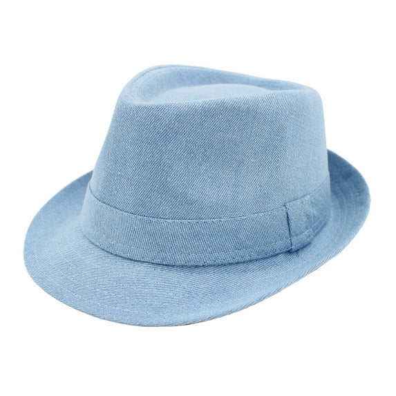 Premium Jeans Fabric Solid Color Fedora Hat