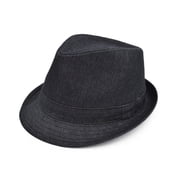 Premium Jeans Fabric Solid Color Fedora Hat