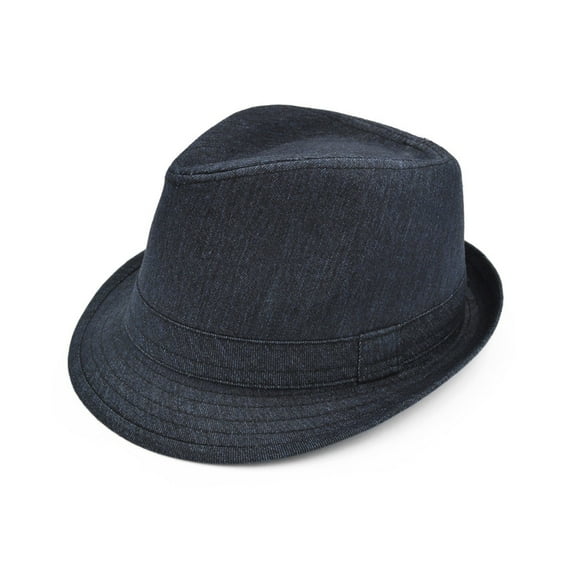 Premium Jeans Fabric Solid Color Fedora Hat