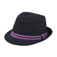 thumbnail image 1 of Premium Jeans Fabric Striped Band Fedora Hat, 1 of 4