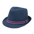 thumbnail image 1 of Premium Jeans Fabric Striped Band Fedora Hat, 1 of 3