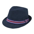 thumbnail image 1 of Premium Jeans Fabric Striped Band Fedora Hat, 1 of 3