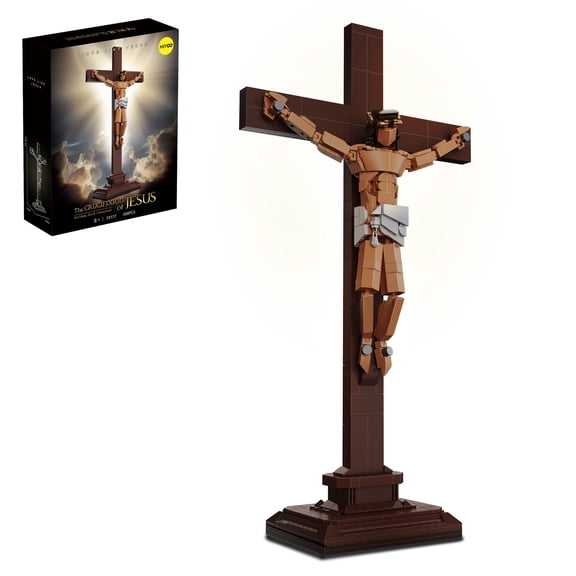 Premium Jesus Crucifixion Building Block Kit, Religious Faith Model for Church and Home Decor, Creative DIY Desktop Ornament for Christians, Gift