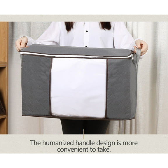 Premium Jumbo Storage Bags - Extra Thick Fabric Closet Organizers with Reinforced Handles & Clear Windows, Foldable Bins for Blankets/Comforters/Seasonal Clothing (Space-Saving Design)