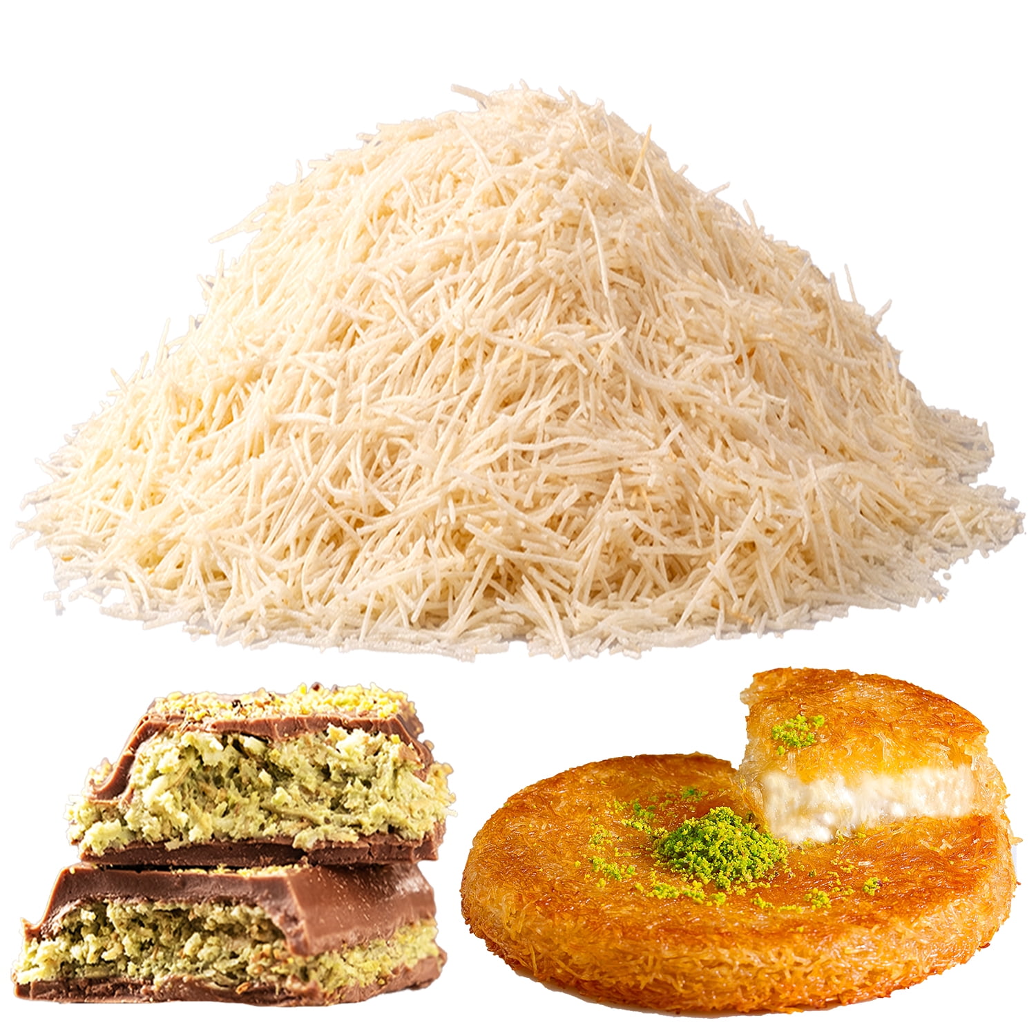Premium Kataifi Shredded Fillo Dough Authentic Turkish Raw Choped Kataifi Pastry, Perfect for Kunafa \u0026 Baklava, Dubai Chocolate Freshly Packaged, 500g (1.1lb)