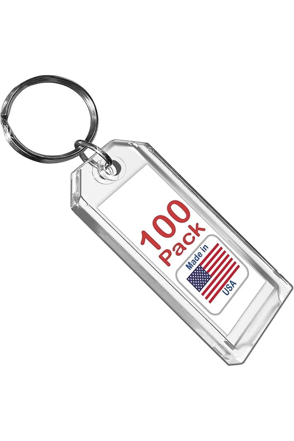 Premium Key Tag 3" Clear Crystal Plastic with Label and Ring  (100 - Pack), Mage in Usa