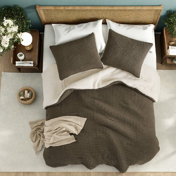 Premium King Bedding Set Waffle Knit Chenille Cozy Reversible Design for Home Comfort