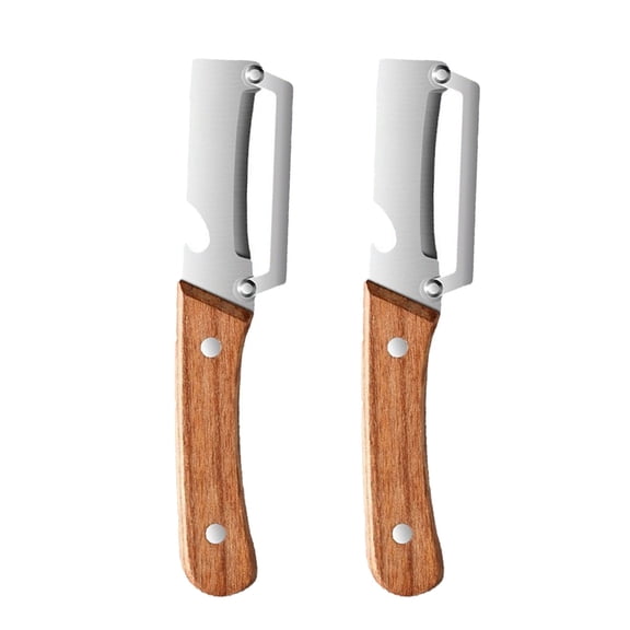 Wooden Handle Vegetable Peeler Set Stainless Steel Swivel Blade Fruit Slicer for Kitchen Cooking, 2-Piece