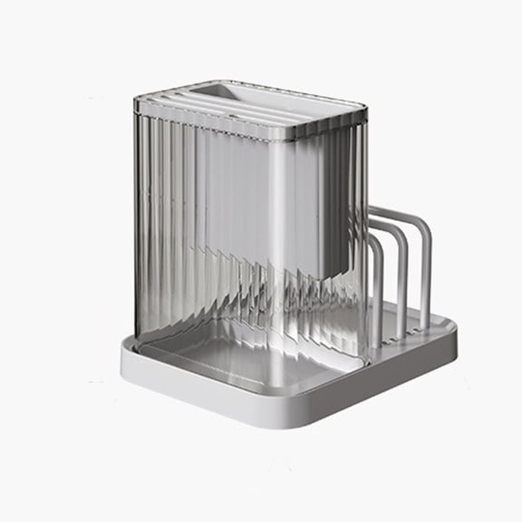 Premium Kitchen Knife Storage Rack with Multi-Position Cutter, Safe Vertical Insertion, Drainage Water Tray, Durable Plastic Countertop Organizer