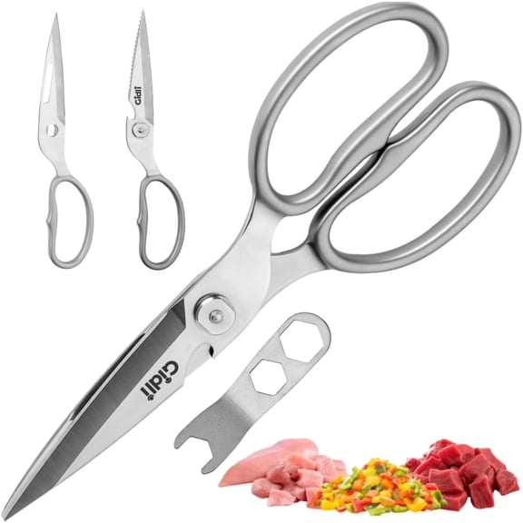 Premium Kitchen Scissors by  Lifetime Replacement Warranty* - Heavy Duty Kitchen Shears for Food  All-Purpose Stainless Steel Scissors  Dishwasher Safe, Comes Apart for Easy Cleaning