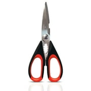 Premium Kitchen Shears by Better Kitchen Products, 8.5", All Purpose Stainless Steel Utility Scissors, Heavy Duty Scissors, Meat Scissors, Poultry Shears, Multipurpose for Culinary Prep(1PK-Black/Red)