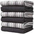 thumbnail image 1 of Premium Kitchen Towels (16”x 26”, 6 Pack) – Large Cotton Kitchen Hand Towels –Popcorn Stripe Design – 400 GSM Highly Absorbent Tea Towels Set With Hanging Loop – Grey, 1 of 6