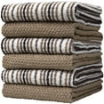 thumbnail image 1 of Premium Kitchen Towels (16”x 26”, 6 Pack) – Large Cotton Kitchen Hand Towels –Popcorn Stripe Design – 400 GSM Highly Absorbent Tea Towels Set With Hanging Loop – Tan, 1 of 6
