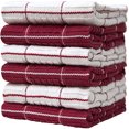 thumbnail image 1 of Premium Kitchen Towels (16”x 26”, 6 Pack) – Large Cotton Kitchen Hand Towels – Window Pane Design – 435 GSM Highly Absorbent Tea Towels Set With Hanging Loop – Red, 1 of 6